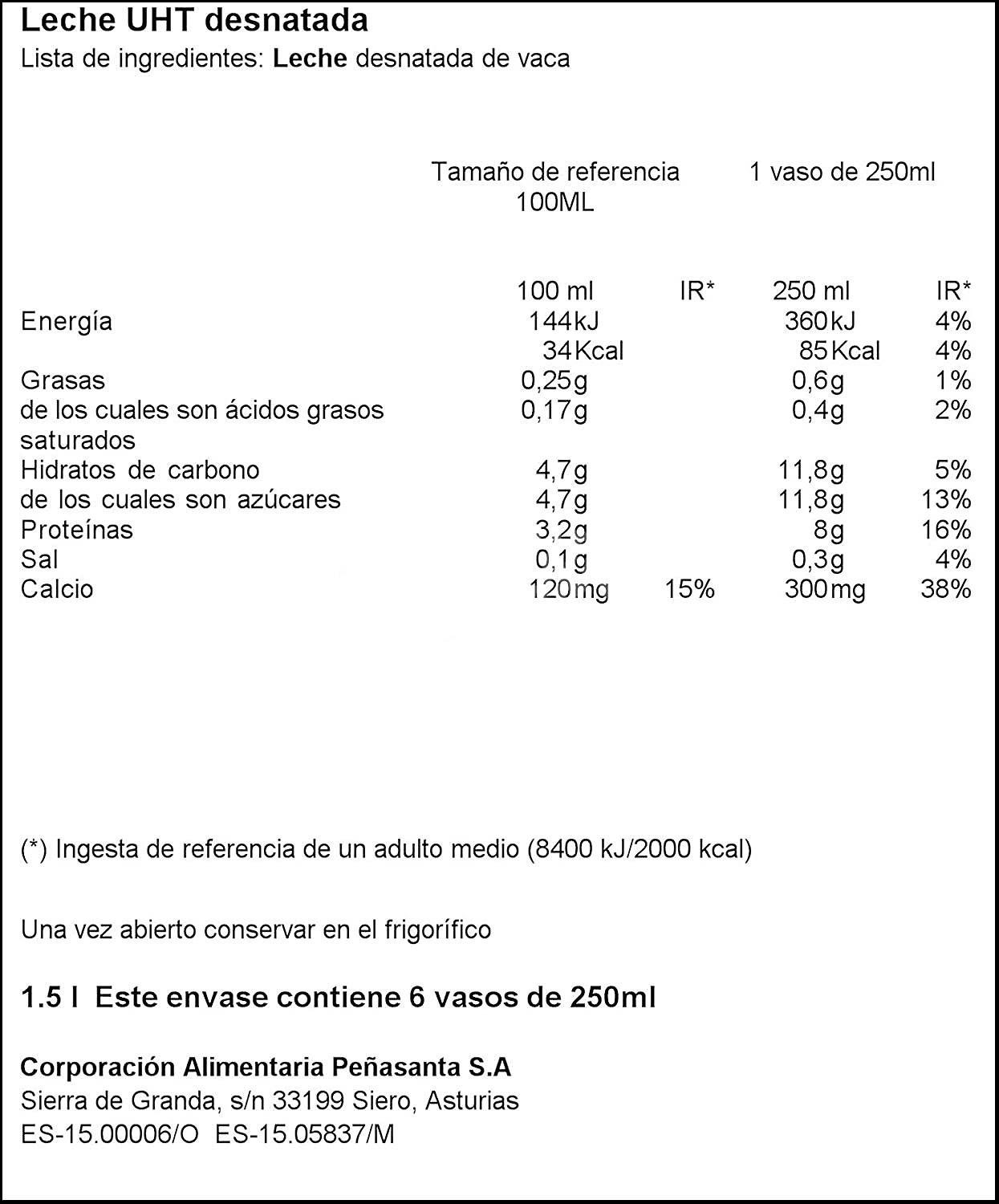 Leche desnatada