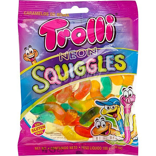 Neon Squiggles caramelos de goma surtidos con brillo sin gluten bolsa 100 g