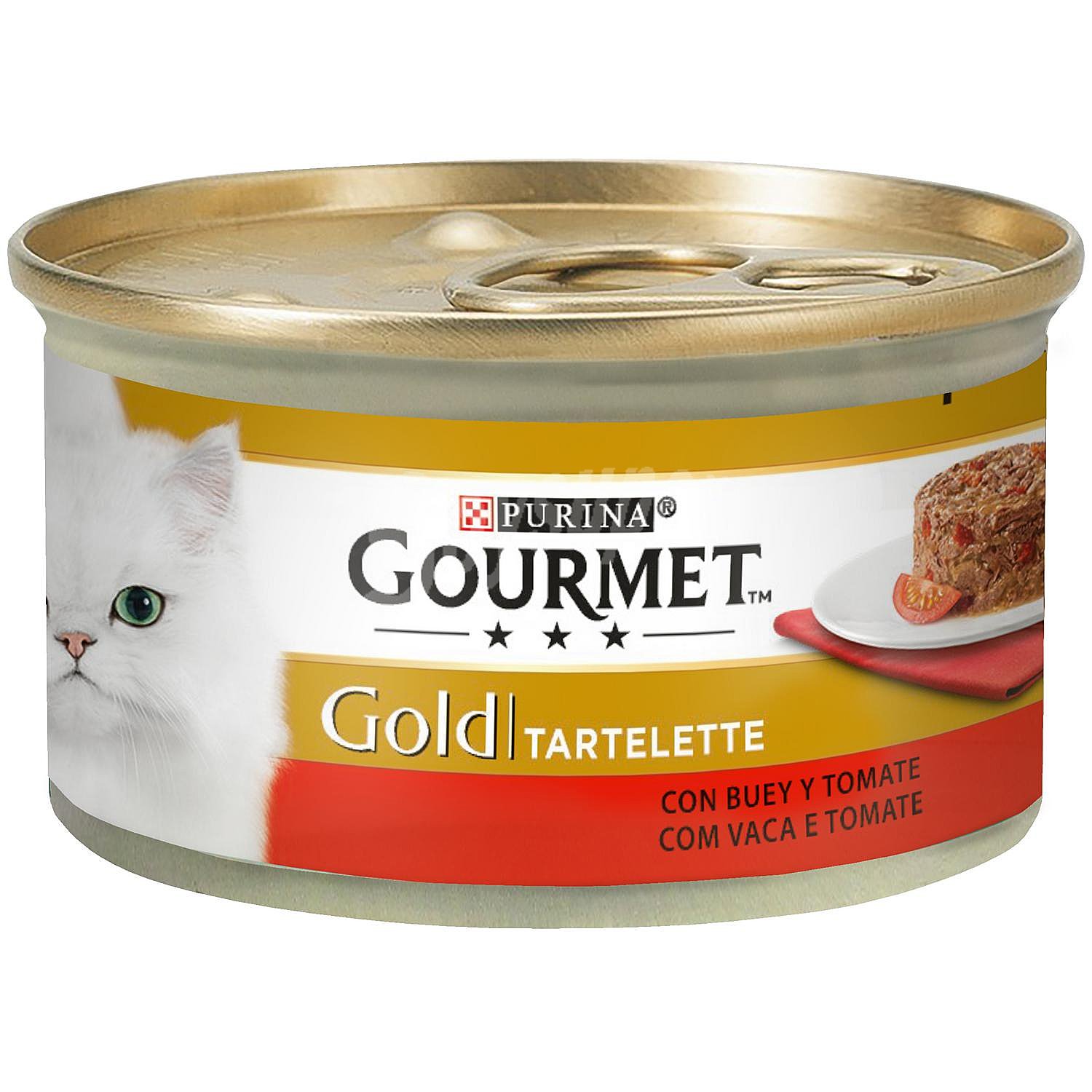 Comida húmeda tartalette buey y tomate para gato adulto Purina Gourmet Gold