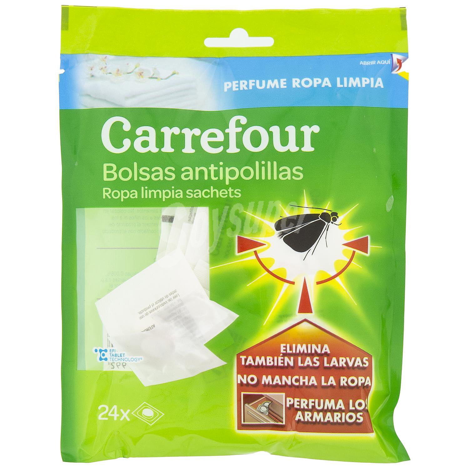 Bolsas antipolillas perfume ropa limpia Carrefour