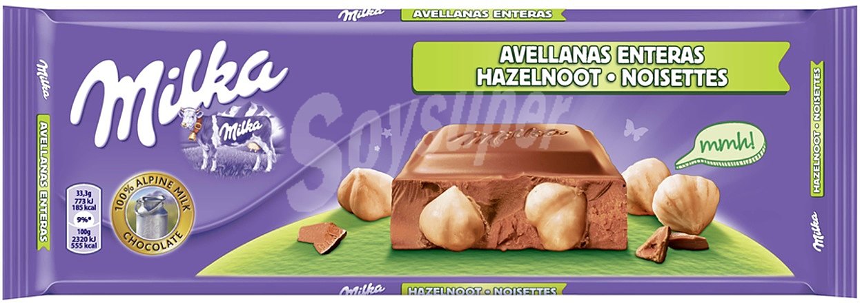 Chocolate con leche y avellanas enteras