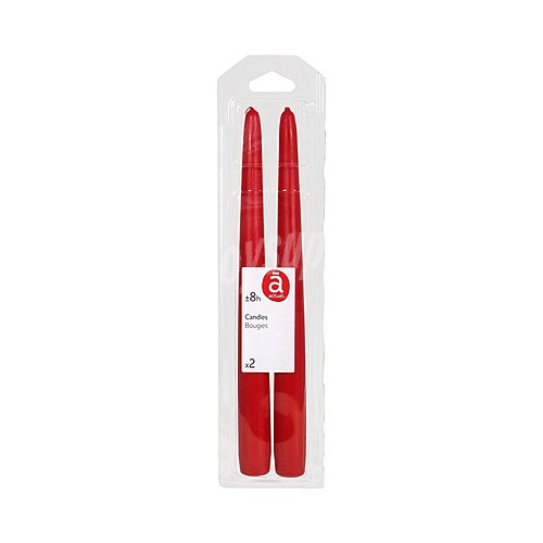 Pack de 2 velas para candelabro de color rojo, actuel.