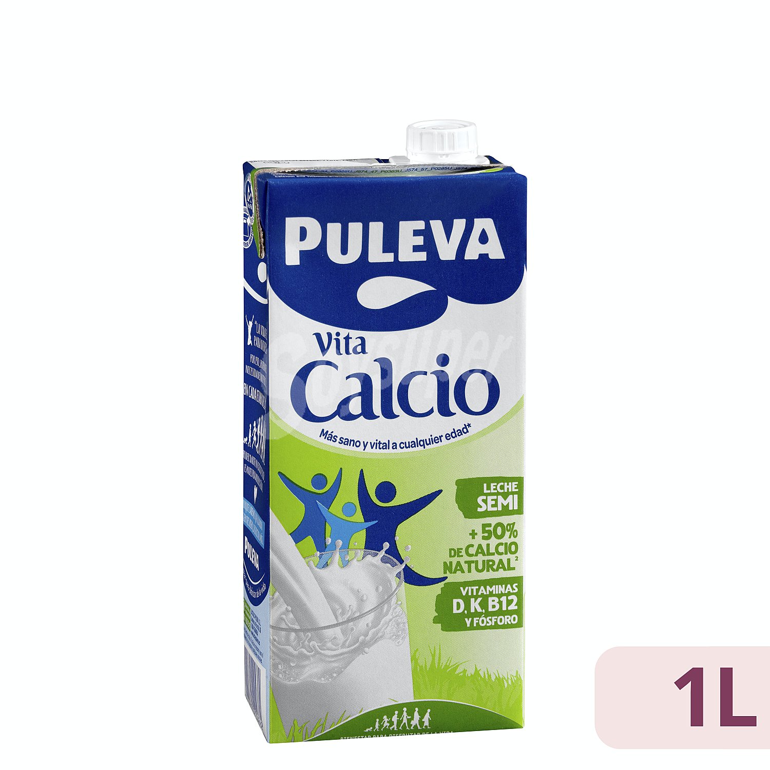 Leche semidesnatada de vaca con un 50% más de calcio natural puleva Vita calcio