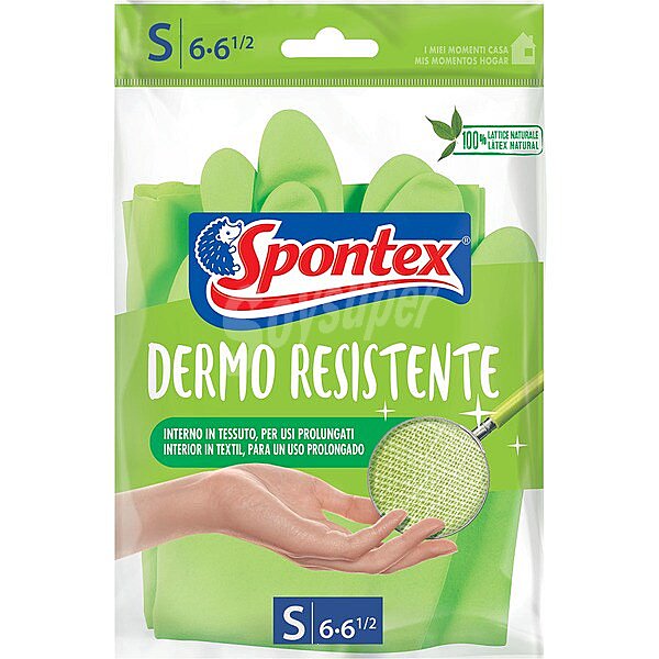 Guantes de látex y algodón talla pequeña 6-6 1/2 1 par dermo resistente