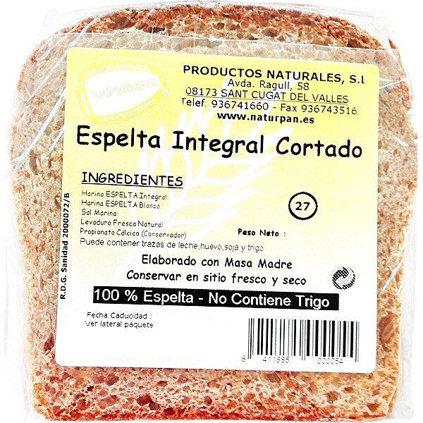 pan de espelta integral cortado