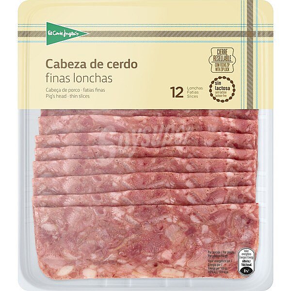 cabeza de cerdo finas lonchas sin gluten