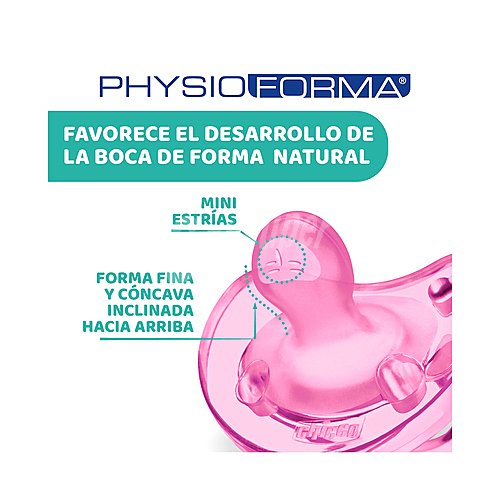 Chicco Chupete de silicona de color rosa, para bebés de 16 a 36 meses chicco Physio soft