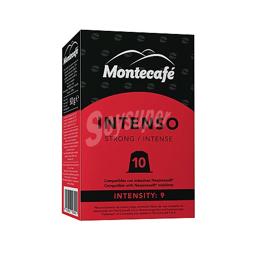 Montecafé Café Intenso, Intensidad 9, en cápsulas compatibles con Nespresso montecafé