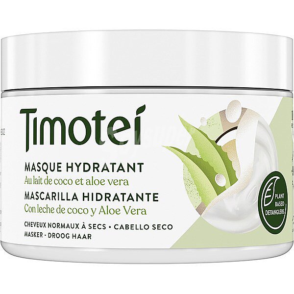 Mascarilla hidratante para cabello seco con leche de coco y aloe vera