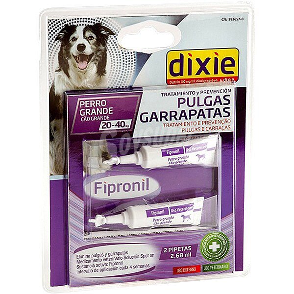 Tratamiento prevención para perros grandes de 20-40 kg contra garrapatas y pulgas