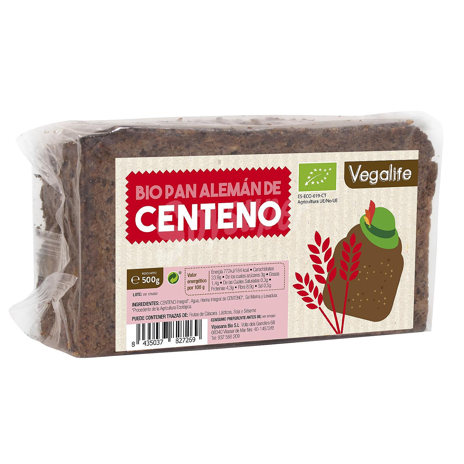 Pan alemán de centeno integral ecológico