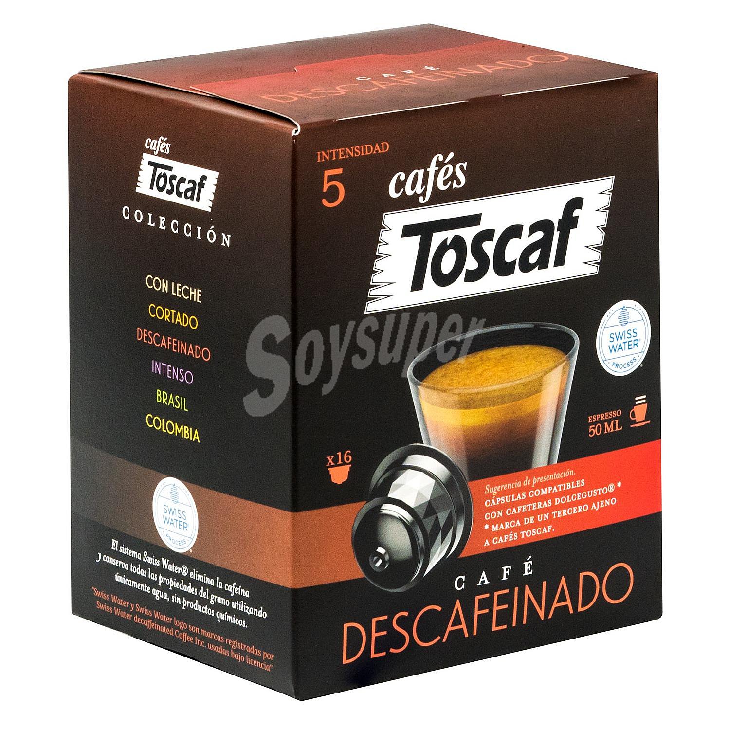 Café descafeinado en cápsulas Toscaf compatible con Dolce Gusto