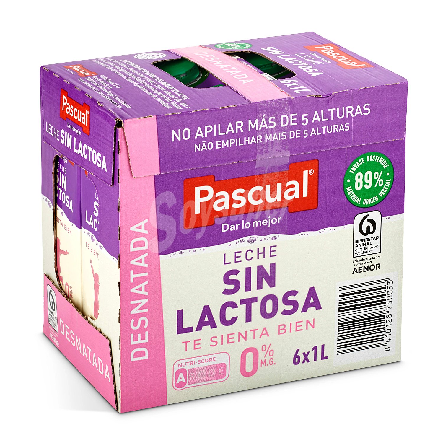 Leche desnatada sin lactosa Pascual brik