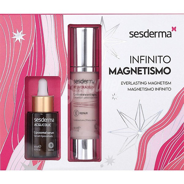 Pack Infinito Magnetismo-Antiedad: Acglicolic Liposomal Serum 30 ml + Resveraderm Crema Gel Rejuvenecedora 50 ml