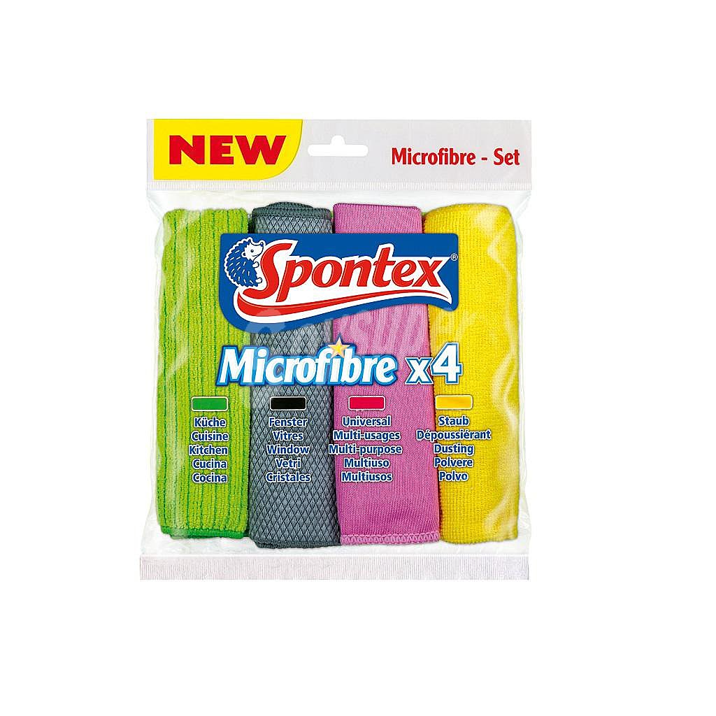 Microfibre pack con bayeta cocina + bayeta cristales 1 unidad + bayeta multiusos 1 unidad + bayeta polvo 1 unidad