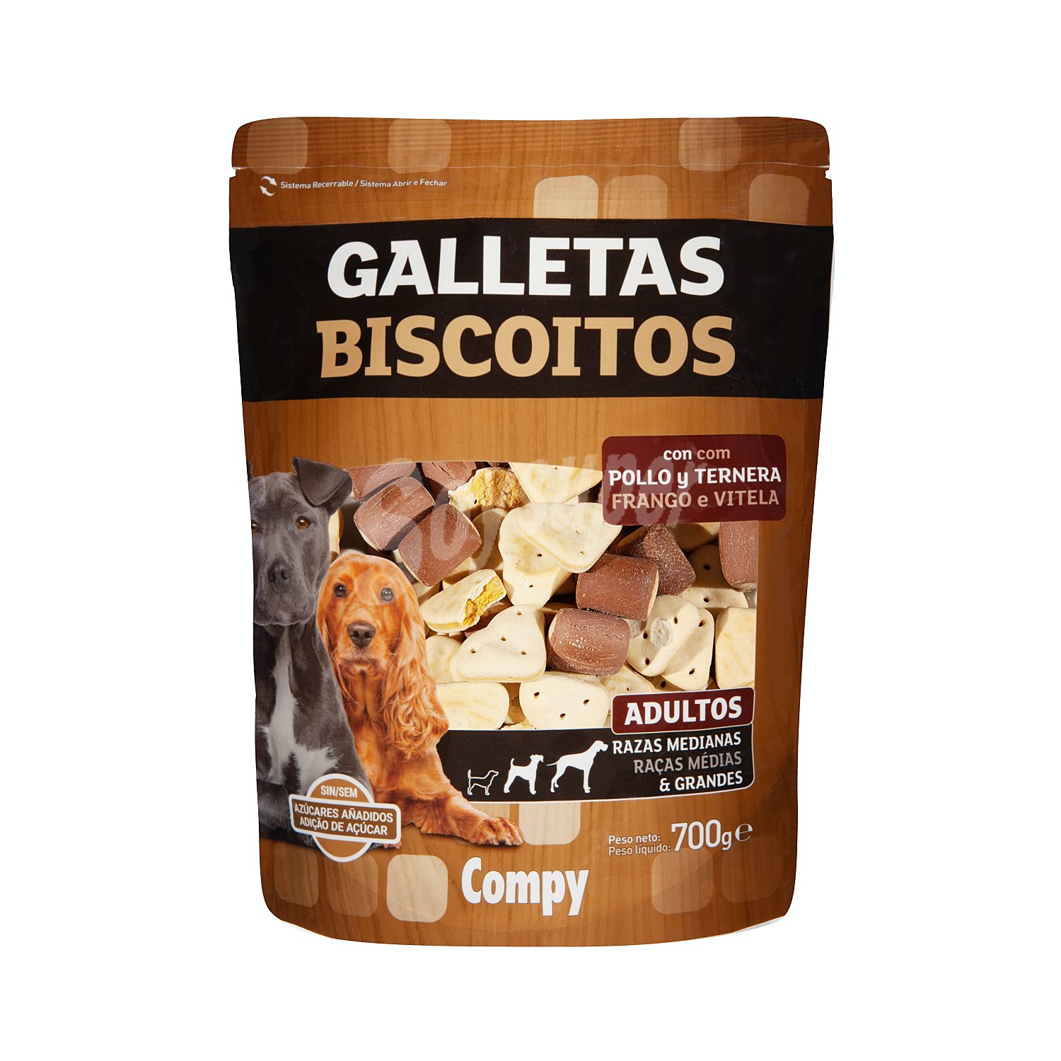 Snack para perros galleta con carne adulto raza mediana y grande