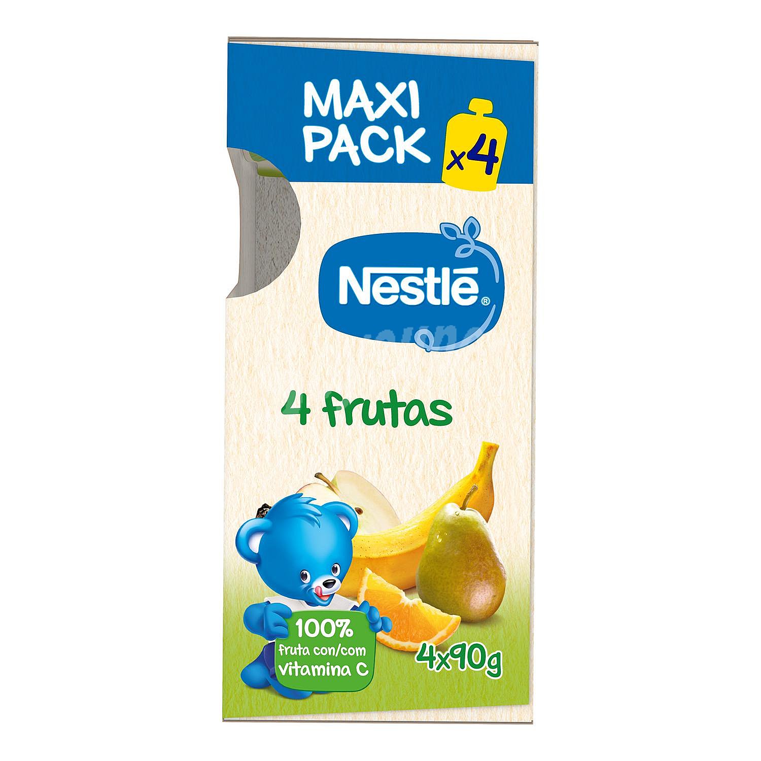 Bolsitas de 4 frutas desde 4 meses Nestlé sin gluten