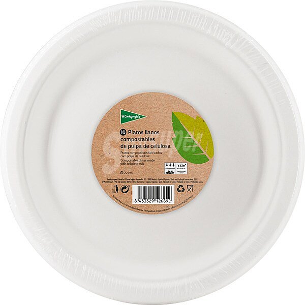 Plato compostables de pulpa celulosa 22 cm