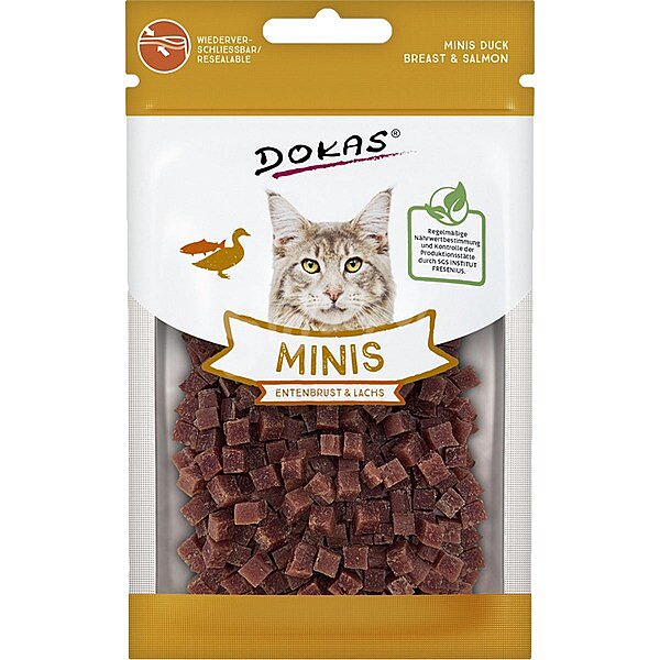 Snack para gatos adultos con pato y salmón envase 30 G