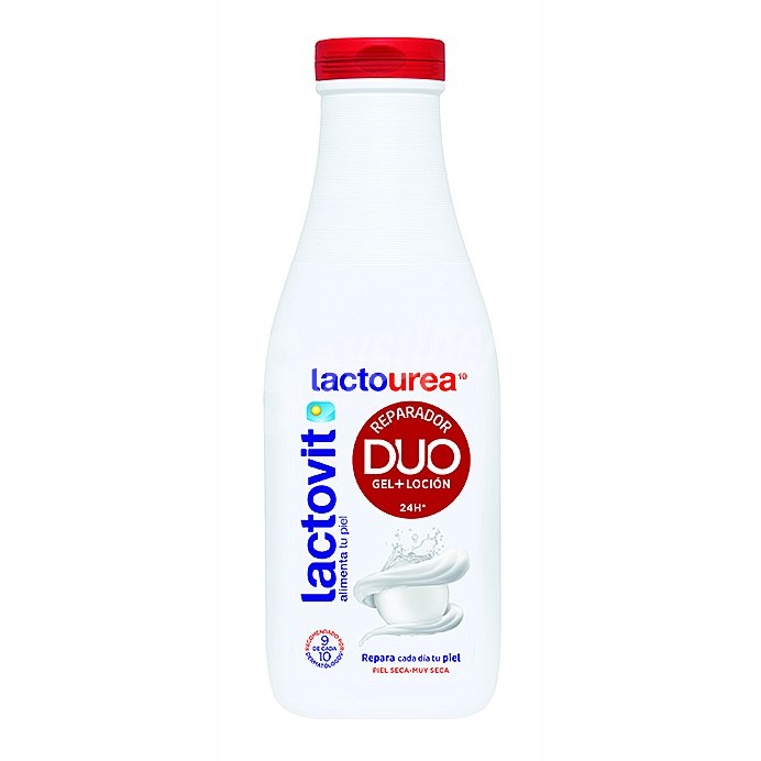 DUO gel de baño + loción reparador Lactourea para piel muy seca