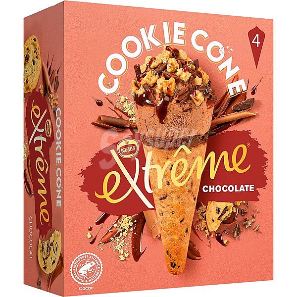 Conos con helado de chocolate Extreme Cookie