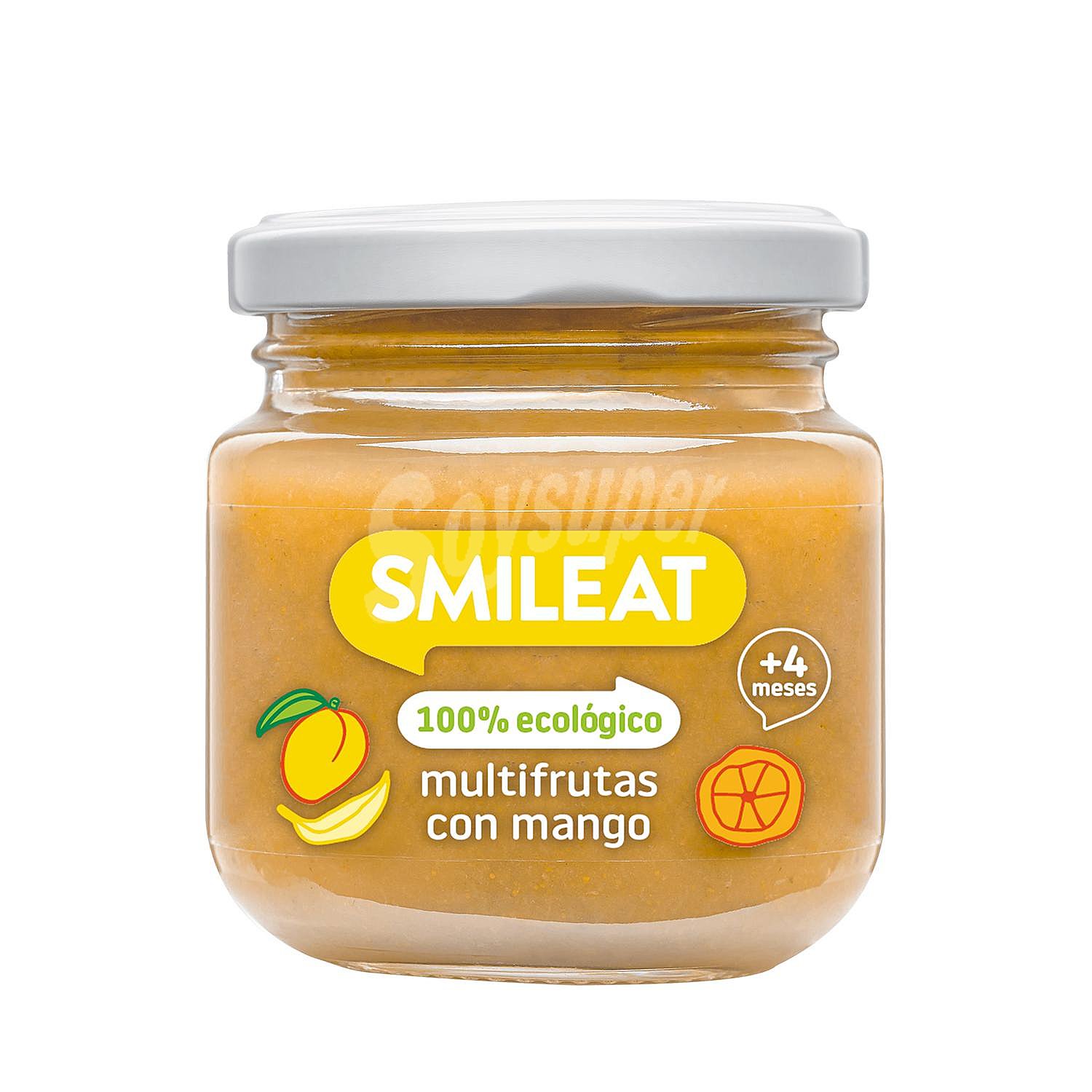 Tarrito multifrutas con mango desde 4 meses ecológico Smileat sin gluten