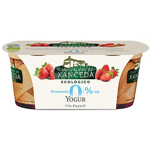 Casa grande de xanceda Yogur ecológico desnatado con fresas casa grande de xanceda