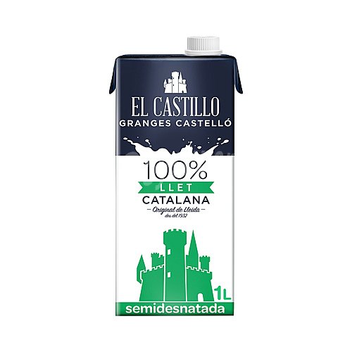 EL castillo Leche semidesnatada de vaca, de origen 100% Cataluña (lleida) EL castillo