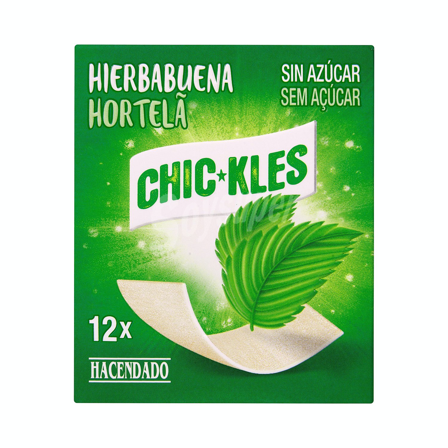 Chicle de hierbabuena de láminas sin azúcar