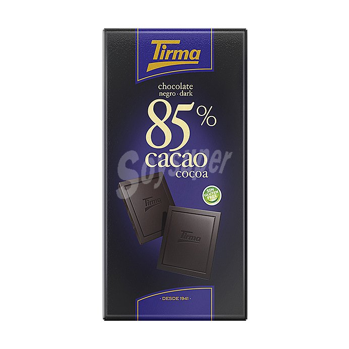 Chocolate negro 85% cacao sin gluten