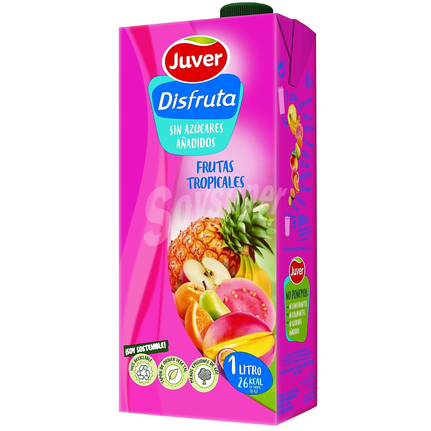 Zumo de frutas tropicales sin azúcar añadido