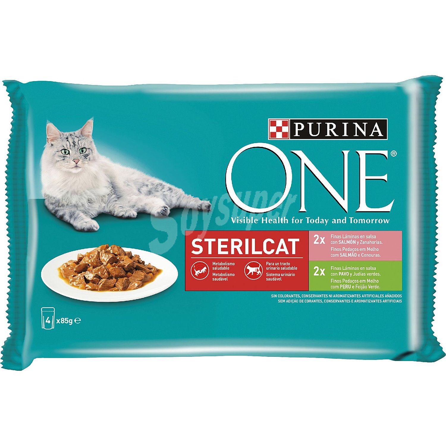 Alimento de salmón-pavo gato esteriliz. purina