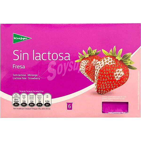 Yogur de fresa sin lactosa