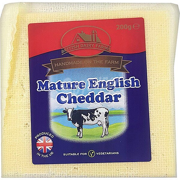 Queso inglés cheddar curado de vaca elaborado con leche pasteurizada