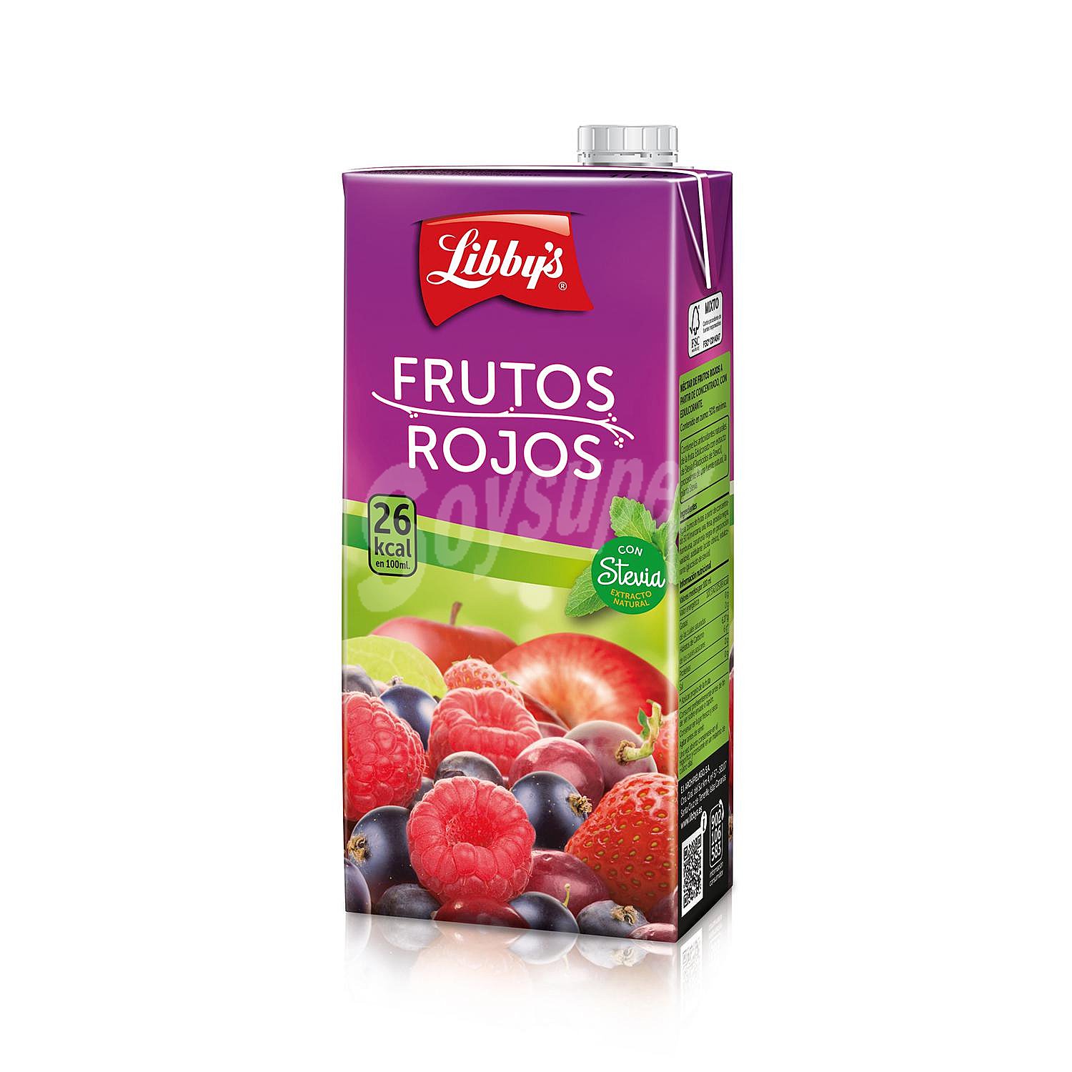 Nectar de frutos rojos sin azúcar añadido con extracto de Stevia