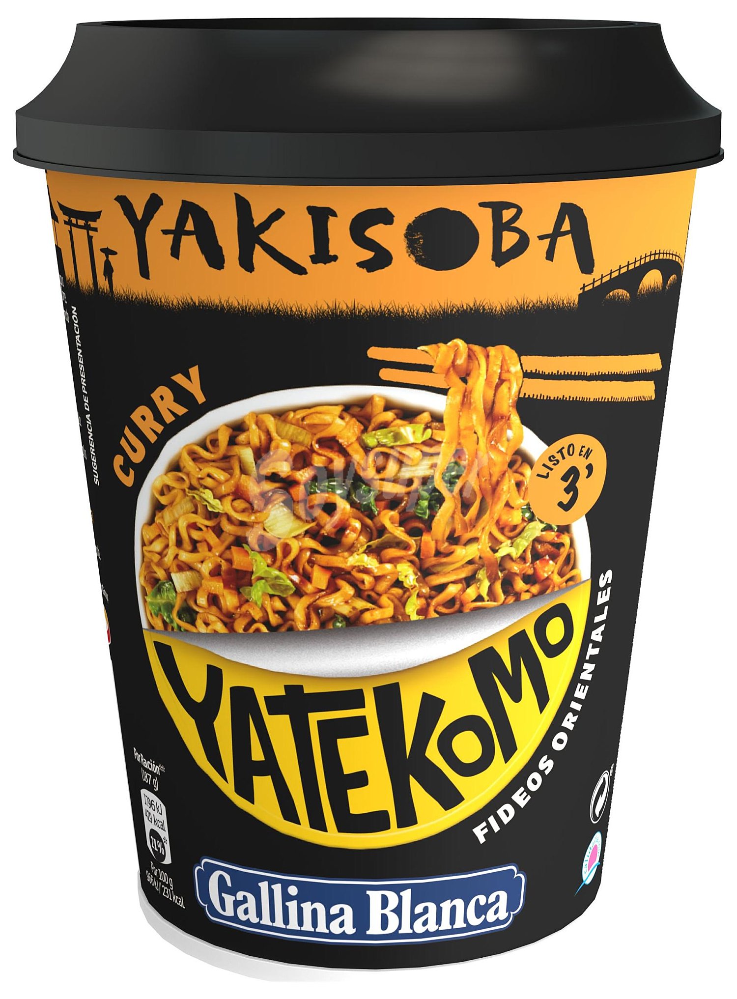 Fideos orientales sabor curry Yatekomo Yakisoba