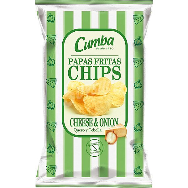 Patatas fritas chips queso y cebolla bolsa 120 g