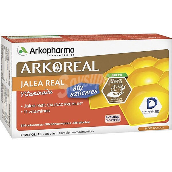 Complemento alimenticio con edulcorante a base de Jalea real y 11 vitaminas, sin azúcares arkoreal