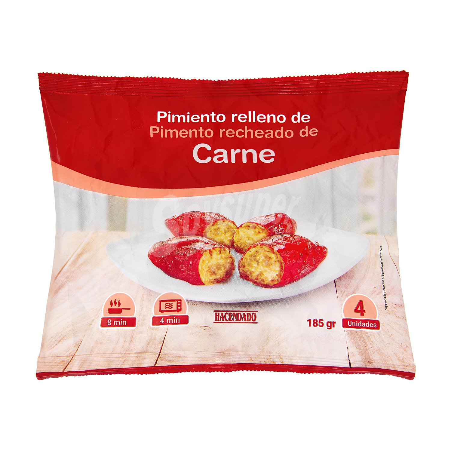 Pimiento relleno de carne congelado