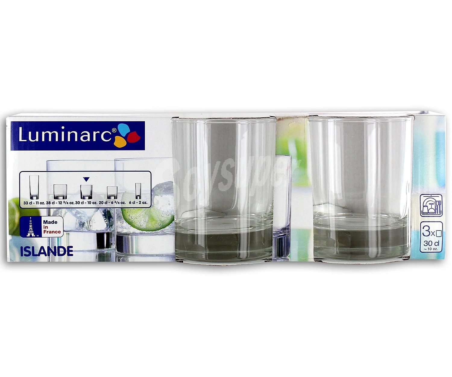 3 vasos altos Islande de fabricados en vidrio transparente luminarc