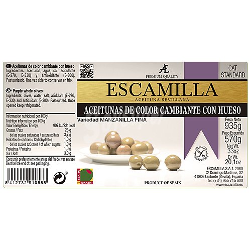 Escamilla Aceituna Manzanilla morada escamilla