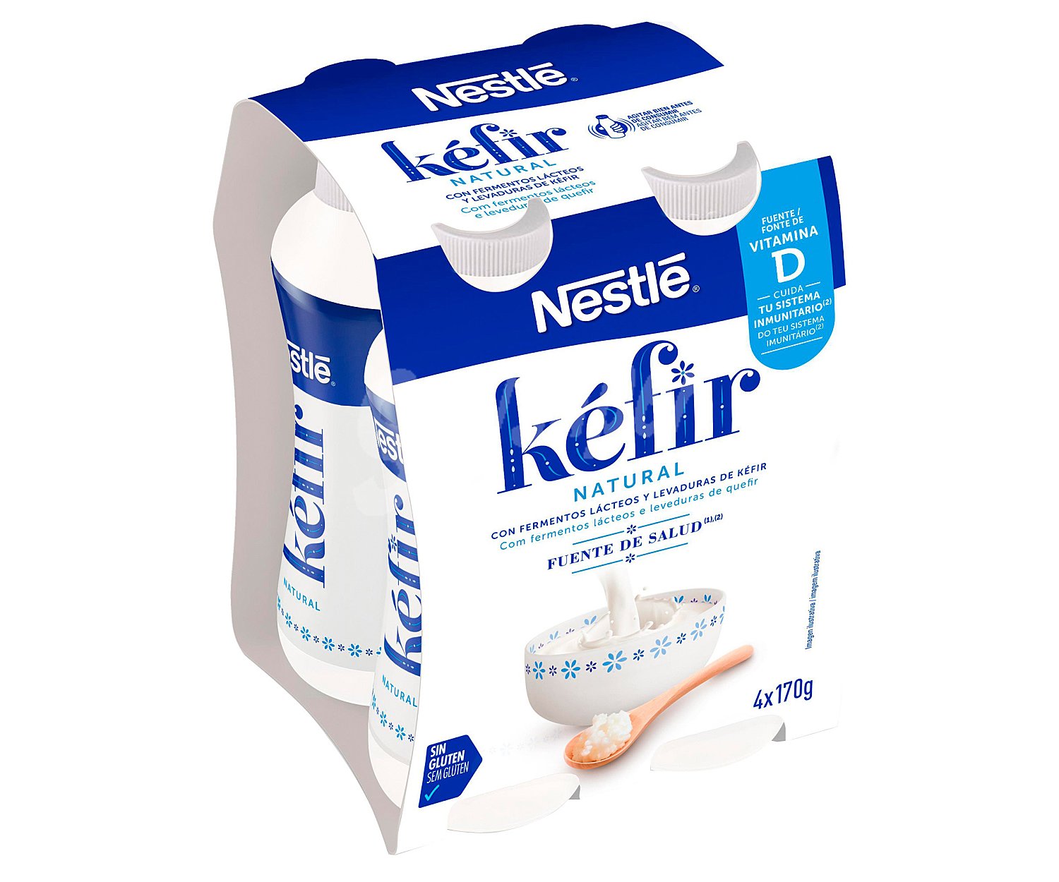 Kefir natural, elaborado con fermentos lácteos y levaduras de kéfir