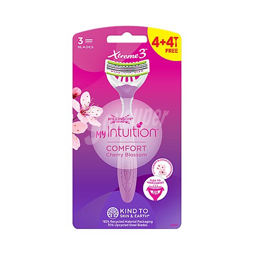 Wilkinson My intuition comfort Cuchilla desechable con cabezal flexible de triple hoja y doble banda lubricante