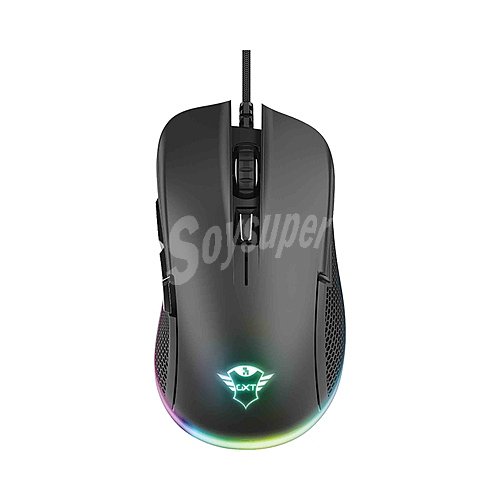 Ratón gaming trust GXT 922 ybar negro, iluminado, 6 botones,7200dpi, conexión Usb