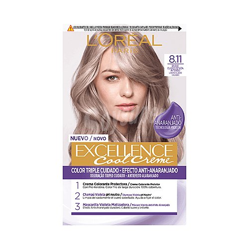 L´oréal paris Tinte de pelo permanente tono 8.11 Rubio claro ceniza intenso l´oréal paris Excellence cool creme