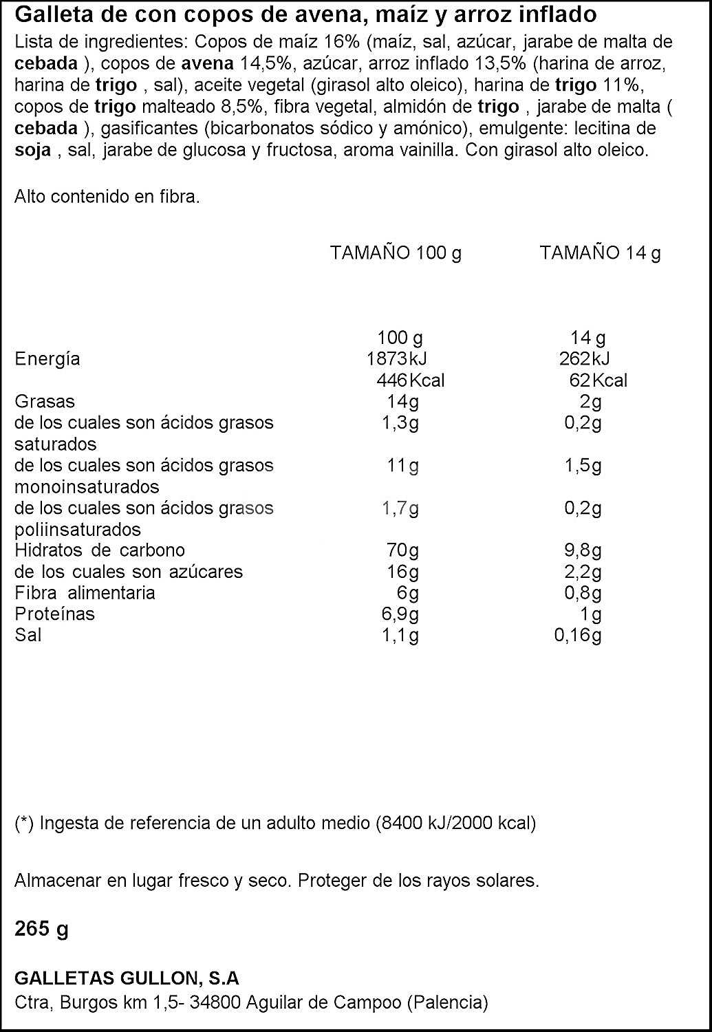 Galletas crocant original con copos de avena Gullón Vitalday