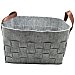 Cesta de fieltro gris con 2 asas marrones, 30x20x20 cm. actuel.