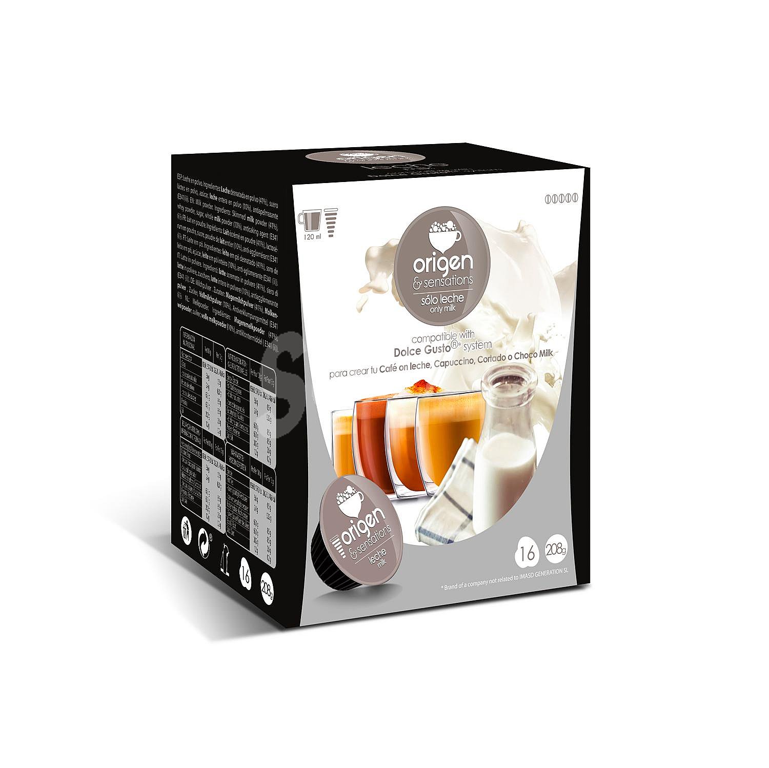 Leche en cápsulas Origen & Sensations compatible con Dolce Gusto