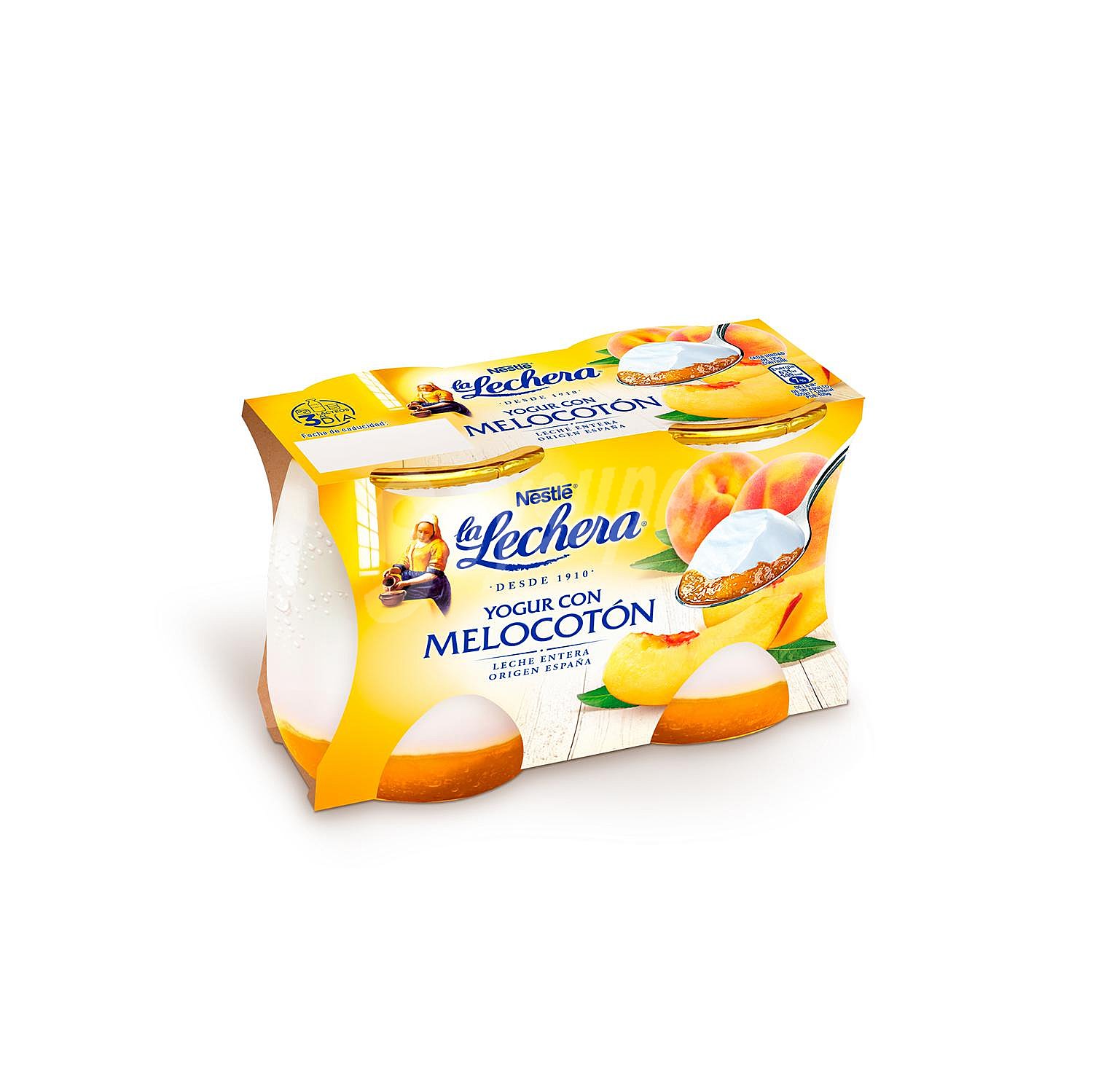 Yogur natrual con textura cremosa y melocotón