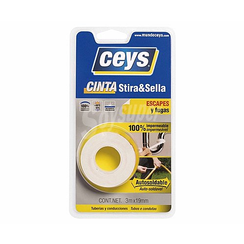 Cinta Selladora, autosoldable, especial escapes y fugas, 3m x 19mm, ceys stira&sella